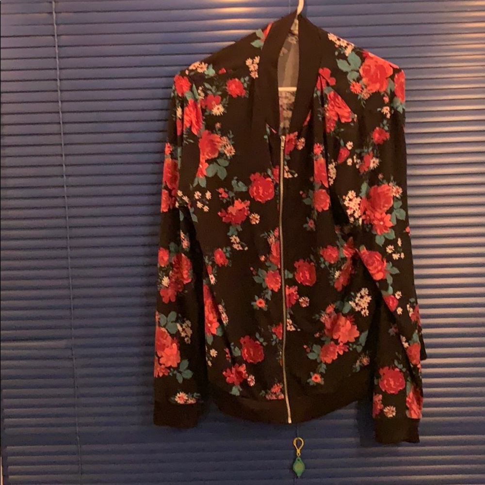 Black floral coat